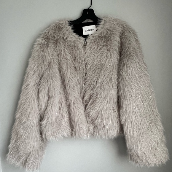 Apparis Gray Teddy Jacket Plush Faux Fur - Picture 2 of 11